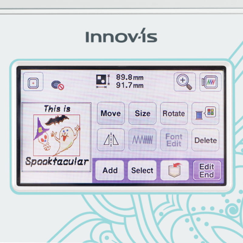 Brother M330E embroidery machine - on-screen design editing