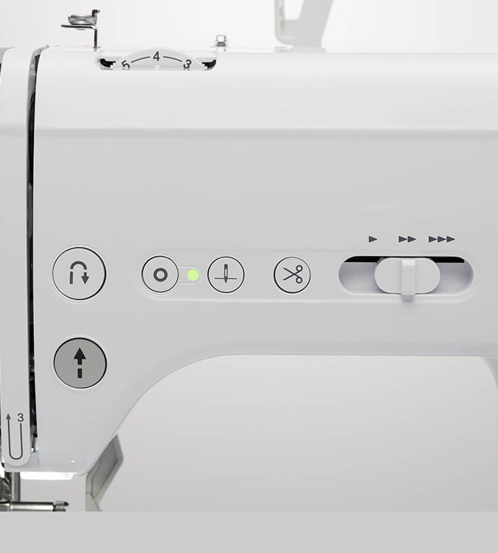 Brother A150 computerised sewing machine - control buttons and speed lever