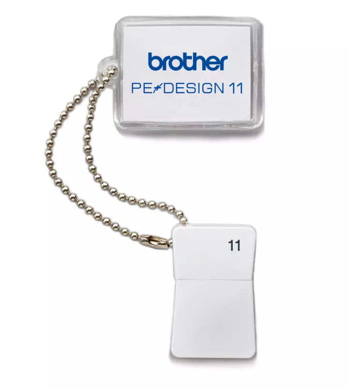 Brother PE-Design 11 embroidery software box and on-screen interface