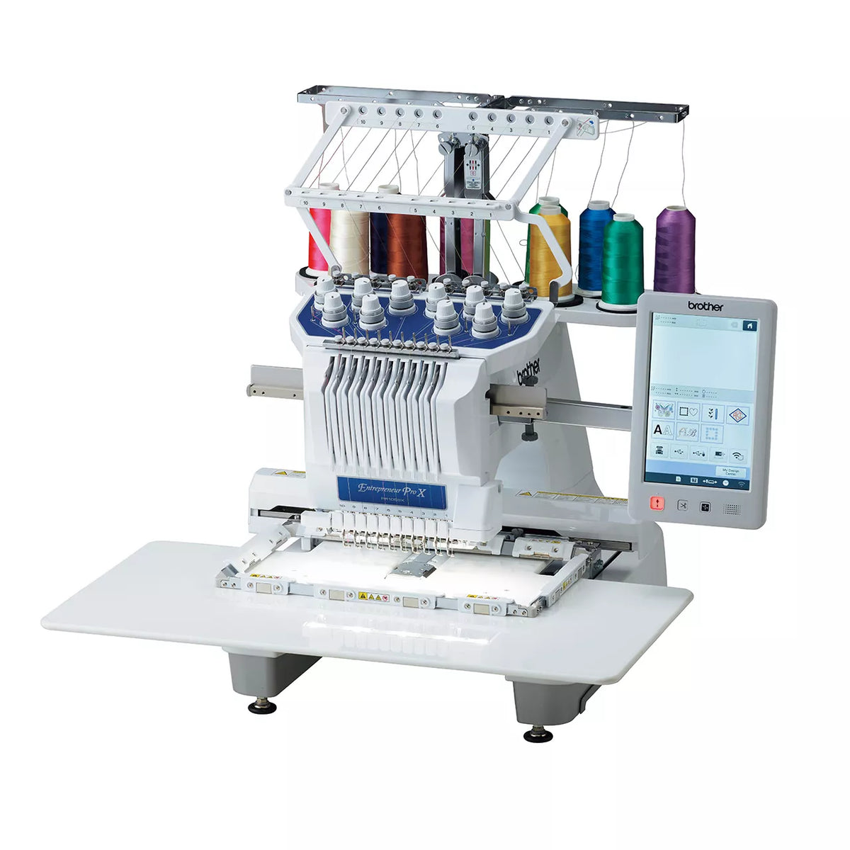 Brother PR1055X 10-needle embroidery machine, side view