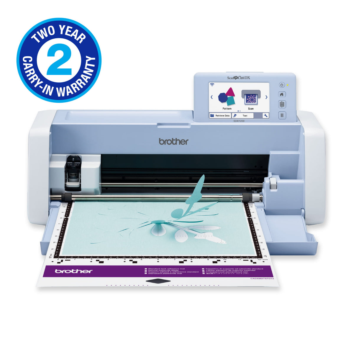 Brother ScanNCut SDX1200 cutting machine, front view with 12.7cm colour touchscreen