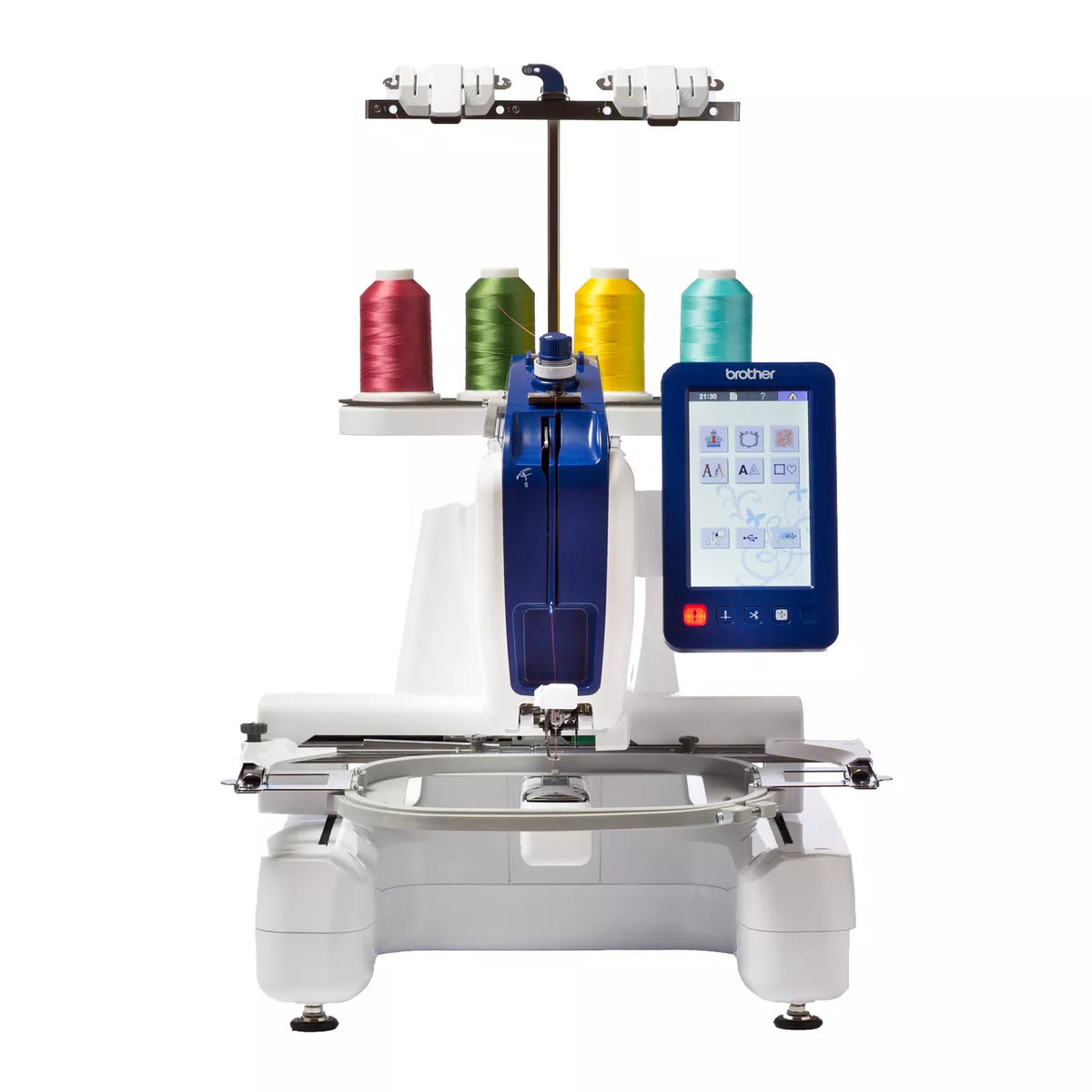 Brother VR professional embroidery machine, front view - included in this stand bundle